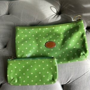 Fossil Green Polka Dot Cosmetic Bag Set
